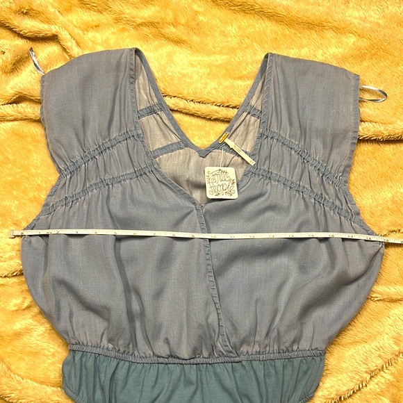 FREE PEOPLE Faux Wrap Jean Light Wash Bodysuit - Picture 11 of 11